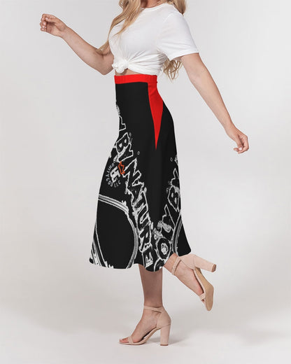 Poly By Nature Women's All-Over Print A-Line Midi Skirt