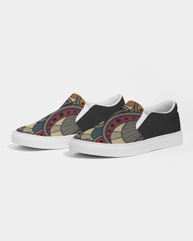 Black classic Kente Men's Slip-On Canvas Shoe
