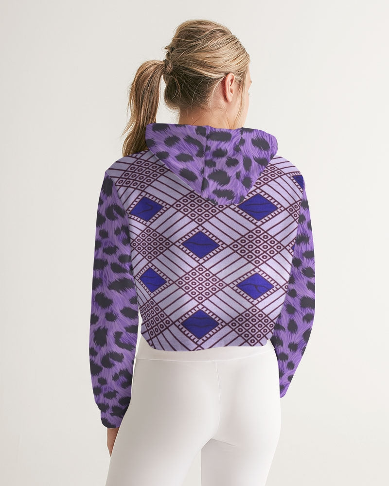 Purple Leopard Women's Cropped Hoodie
