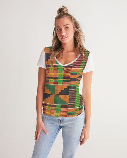 Kente Women's V-Neck Tee