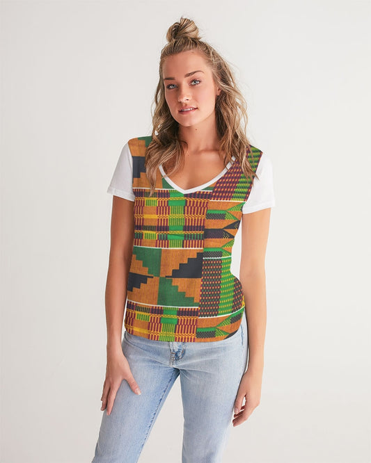 Kente Women's V-Neck Tee