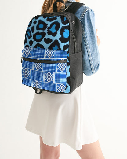 Blue leopard kente Small Canvas Backpack