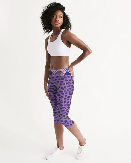Purple Leopard Women's Mid-Rise Capri