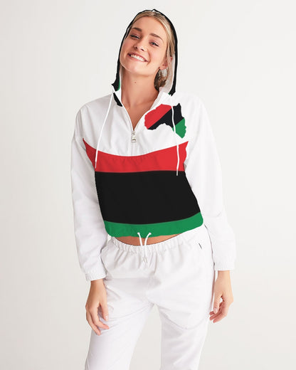 Pan African continental symbol Women's Cropped Windbreaker