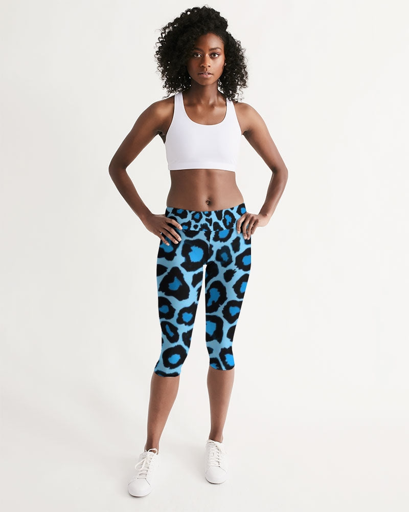 Blue leopard kente Women's Mid-Rise Capri