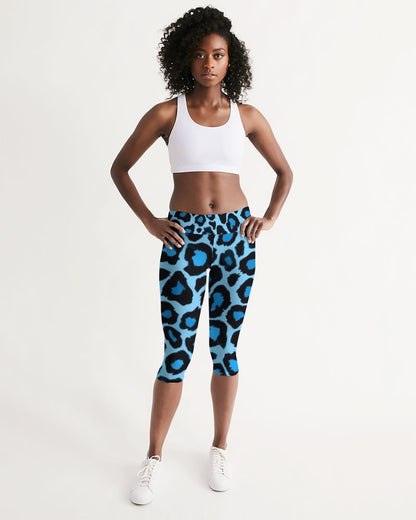 Blue leopard kente Women's Mid-Rise Capri