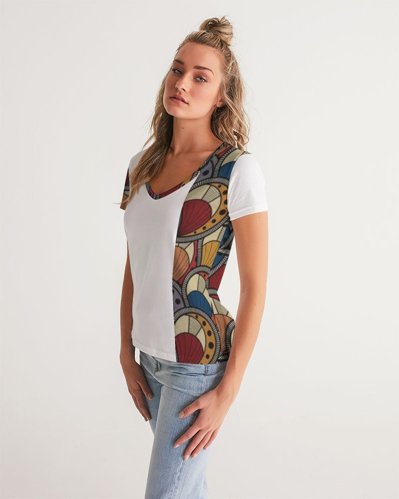 Classic Kente Women's V-Neck Tee