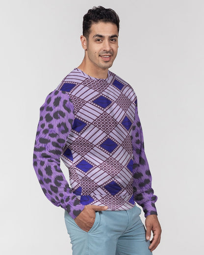 Purple Leopard Men's Classic French Terry Crewneck Pullover