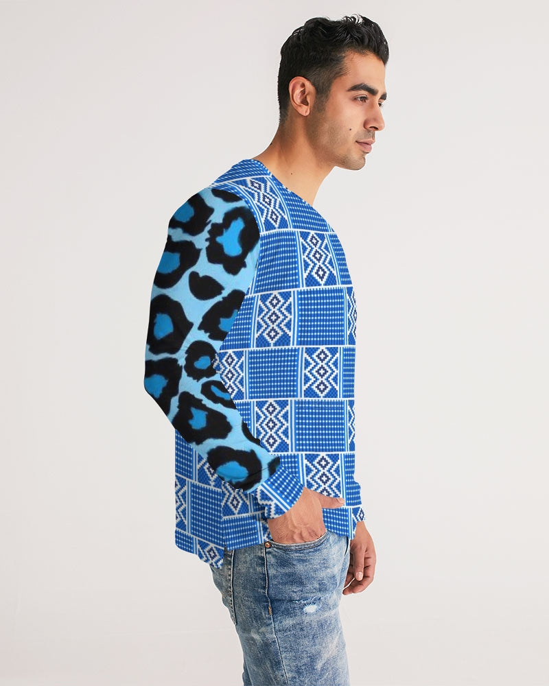 Blue leopard kente Men's Long Sleeve Tee