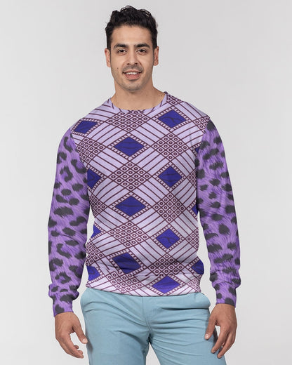 Purple Leopard Men's Classic French Terry Crewneck Pullover