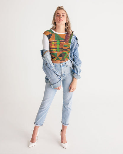 Kente Women's Twist-Front Cropped Tee