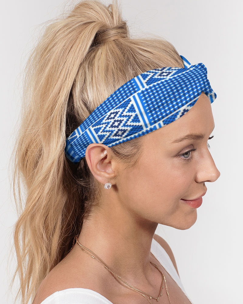 Blue leopard kente Twist Knot Headband Set
