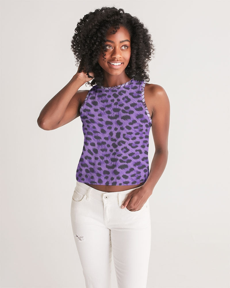 Purple Leopard Women's Cropped Tank