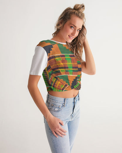 Kente Women's Twist-Front Cropped Tee