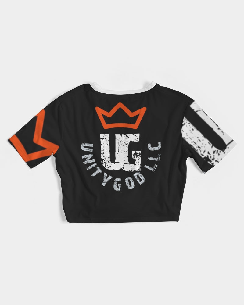 red UNITYGOD Logo Women's Twist-Front Cropped Tee