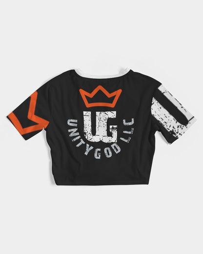 red UNITYGOD Logo Women's Twist-Front Cropped Tee