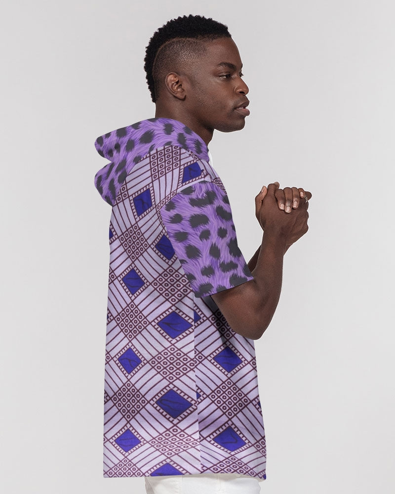 Purple Leopard Men's Premium Heavyweight Short Sleeve Hoodie