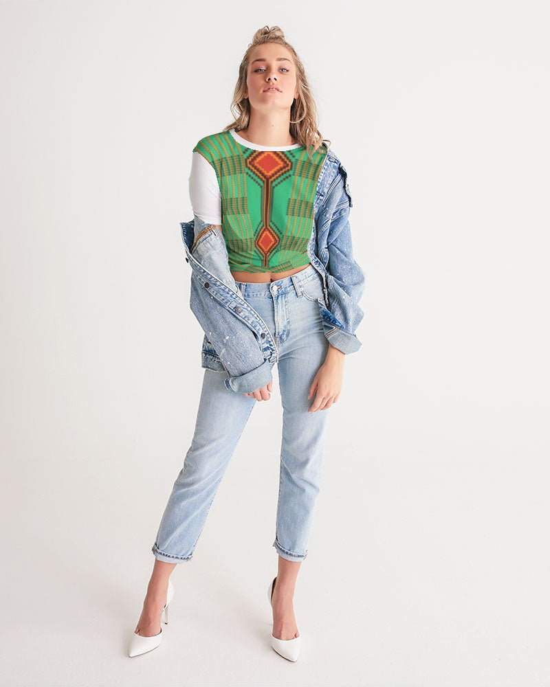Kente variant 1 Women's Twist-Front Cropped Tee