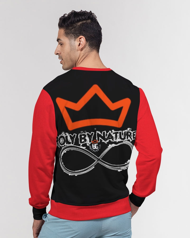 Poly By Nature Men's All-Over Print Classic French Terry Crewneck Pullover