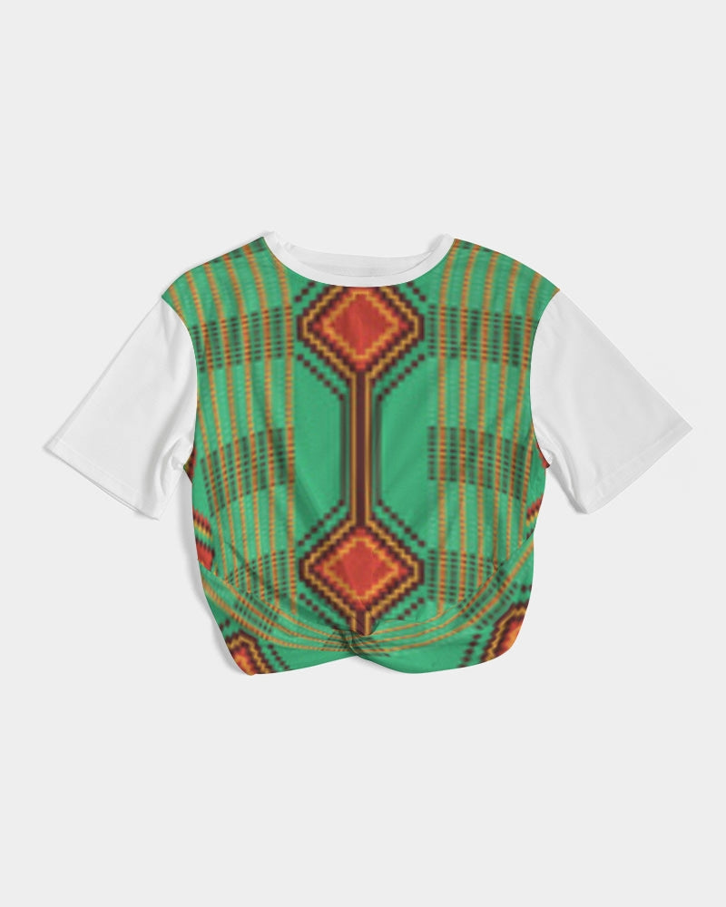 Kente variant 1 Women's Twist-Front Cropped Tee