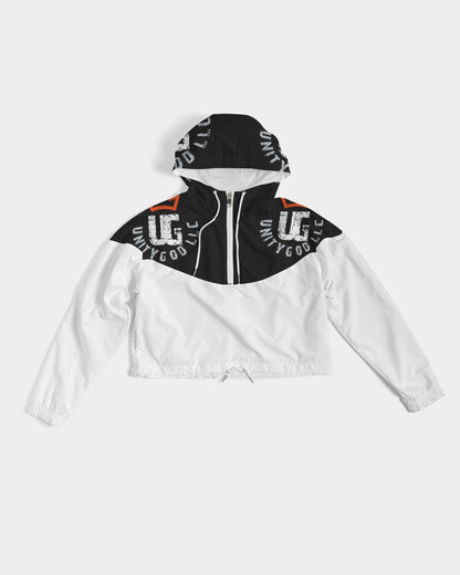 red UNITYGOD Logo Women's Cropped Windbreaker
