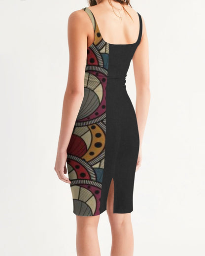Black classic Kente Women's Midi Bodycon Dress