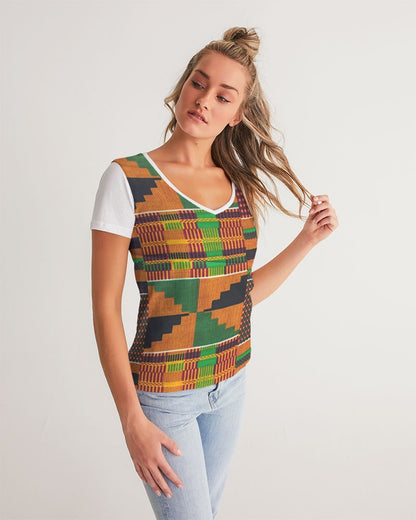 Kente Women's V-Neck Tee