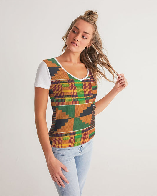 Kente Women's V-Neck Tee