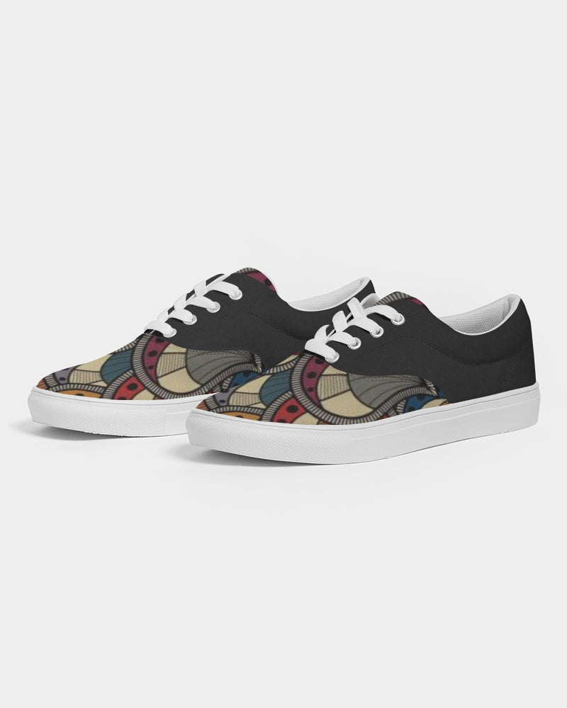 Black classic Kente Men's Lace Up Canvas Shoe