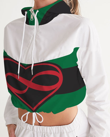 Black polyamorous flag Women's Cropped Windbreaker