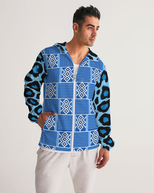 Blue leopard kente Men's Windbreaker