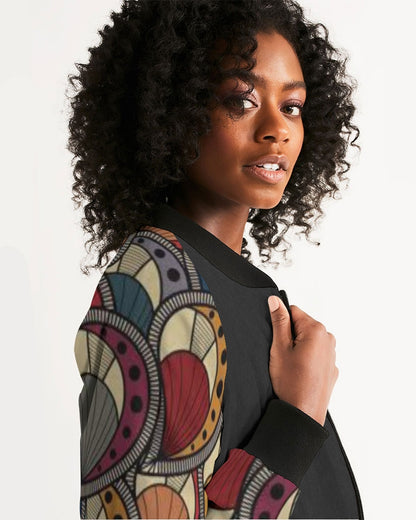 Black classic Kente Women's Bomber Jacket