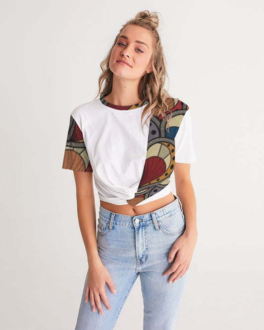 Classic Kente Women's Twist-Front Cropped Tee