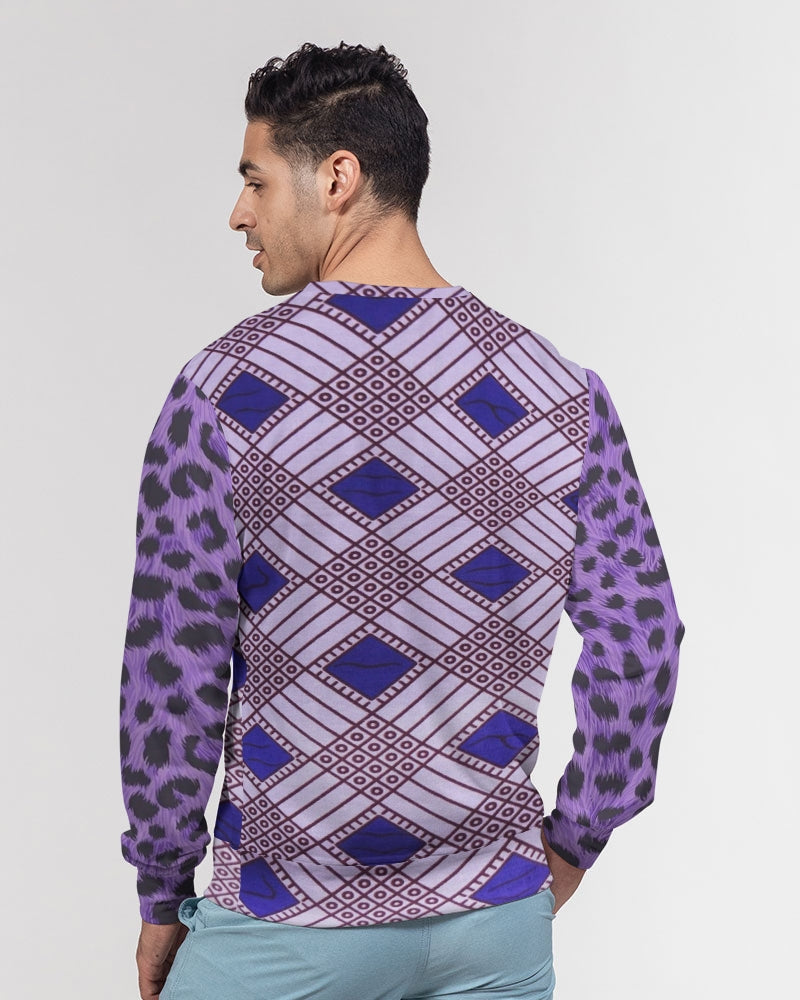 Purple Leopard Men's Classic French Terry Crewneck Pullover