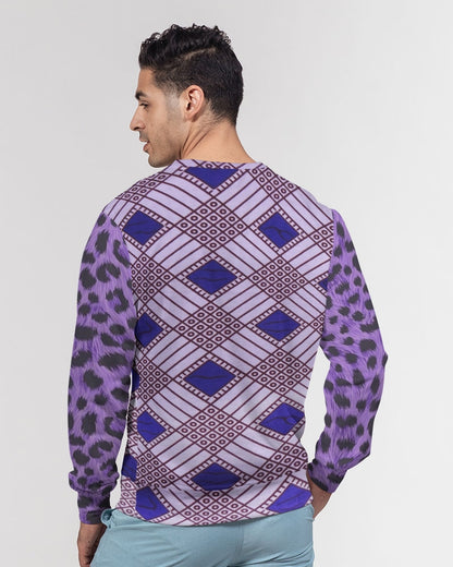 Purple Leopard Men's Classic French Terry Crewneck Pullover
