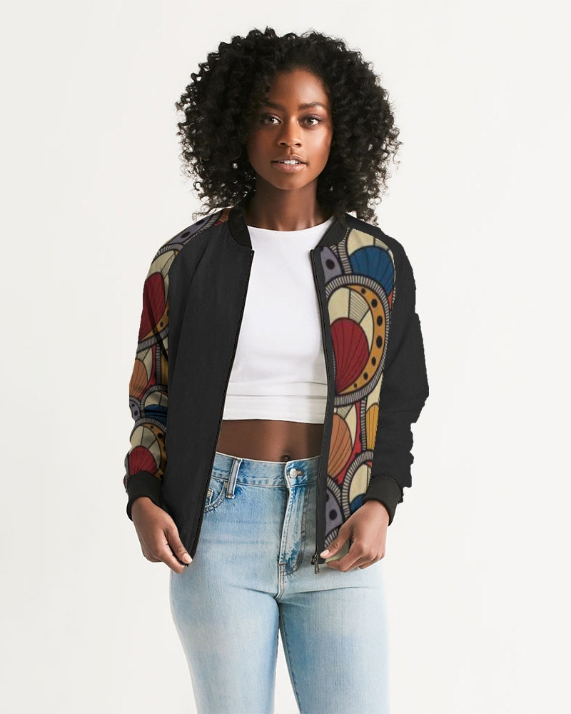 Black classic Kente Women's Bomber Jacket