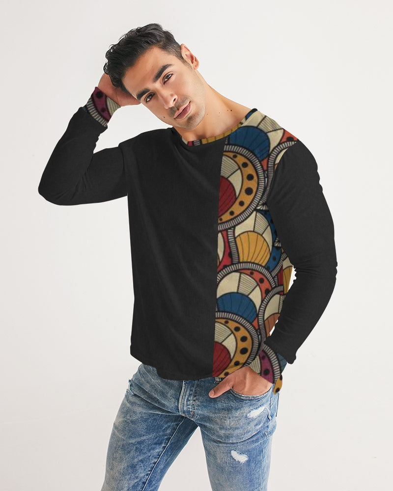 Black classic Kente Men's Long Sleeve Tee