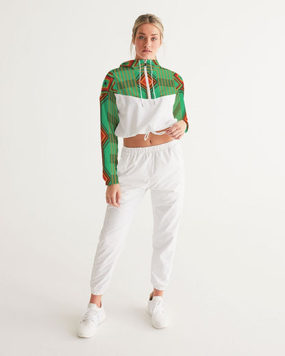 Kente variant 1 Women's Cropped Windbreaker