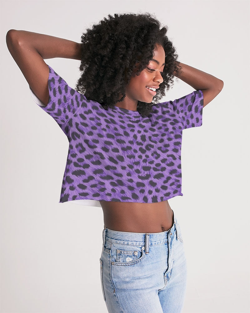 Purple Leopard Women's Lounge Cropped Tee