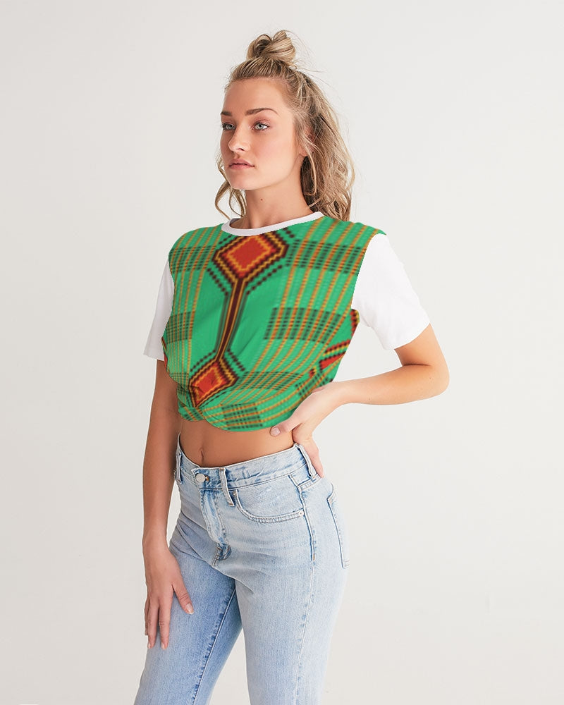 Kente variant 1 Women's Twist-Front Cropped Tee