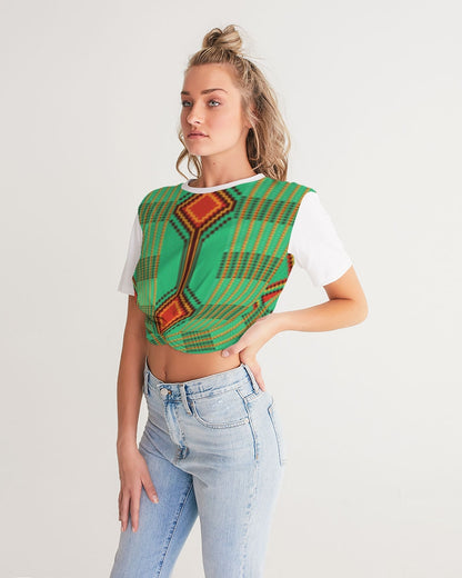 Kente variant 1 Women's Twist-Front Cropped Tee