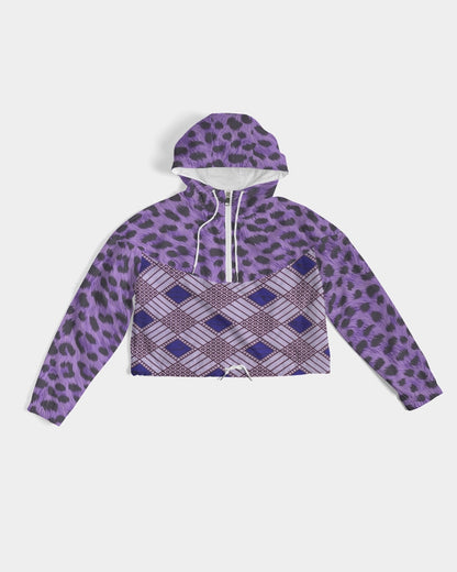 Purple Leopard Women's Cropped Windbreaker