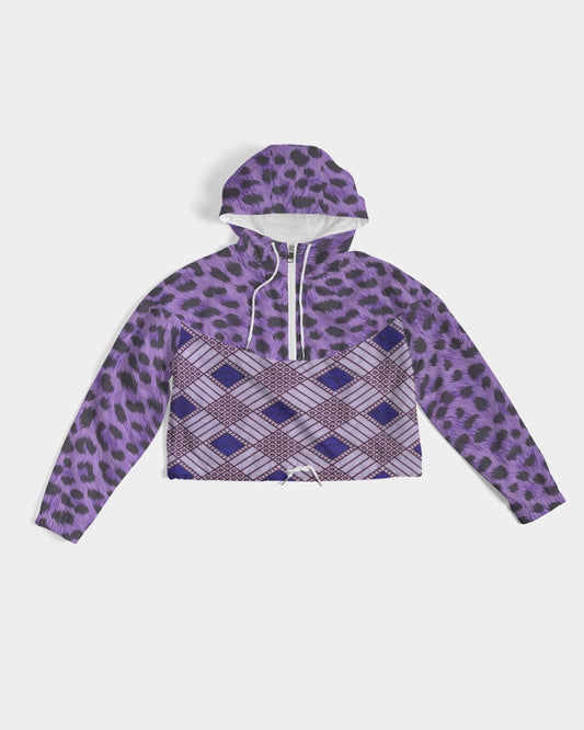 Purple Leopard Women's Cropped Windbreaker