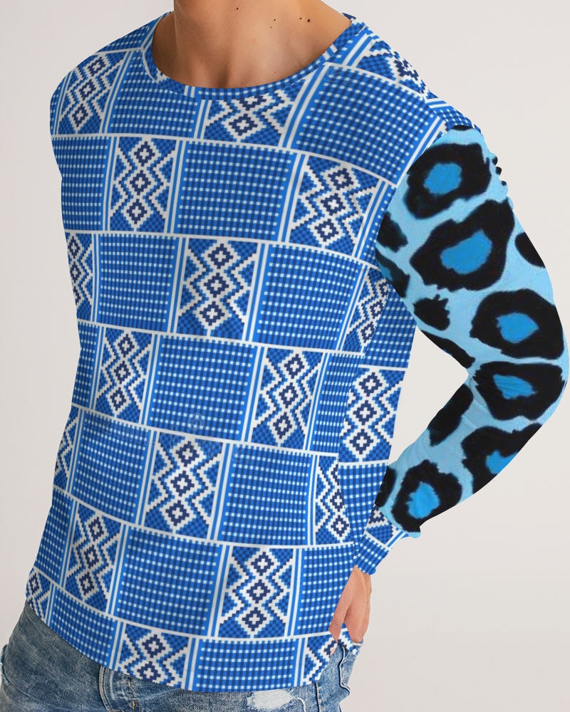 Blue leopard kente Men's Long Sleeve Tee
