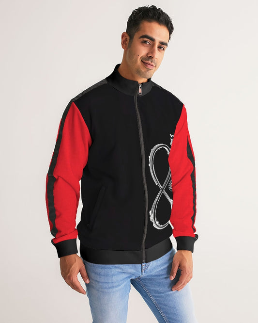Poly By Nature Men's All-Over Print Stripe Sleeve Track Jacket