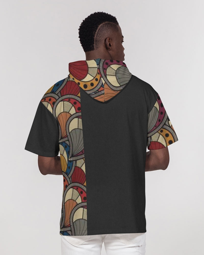 Black classic Kente Men's Premium Heavyweight Short Sleeve Hoodie