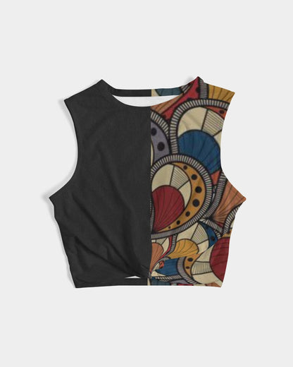Black classic Kente Women's Twist-Front Tank