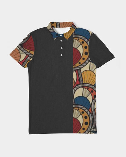 Black classic Kente Men's Slim Fit Short Sleeve Polo
