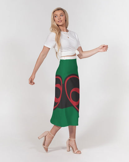Black polyamorous flag Women's A-Line Midi Skirt