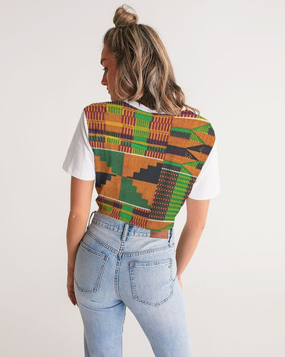 Kente Women's Twist-Front Cropped Tee